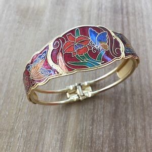 Vintage Butterfly Hinged Bangle Bracelet